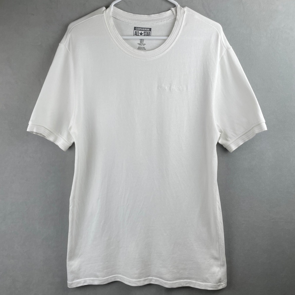Converse All Star Chuck Taylor White Embroidered Logo‎ T-Shirt Essential Mens M
